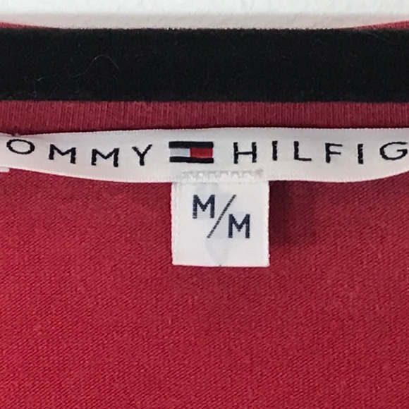Vintage Tommy Hilfiger Women’s Form Fitting Red Short Sleeved T-Shirt With Scoop - Picture 5 of 9